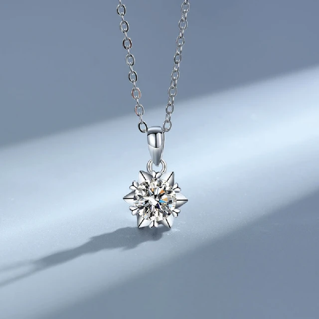 【赫本珠寶】《Lux星艷四溢》玫瑰花項鏈（925純銀 閃耀 高貴 莫桑鑽 鎖骨鏈）