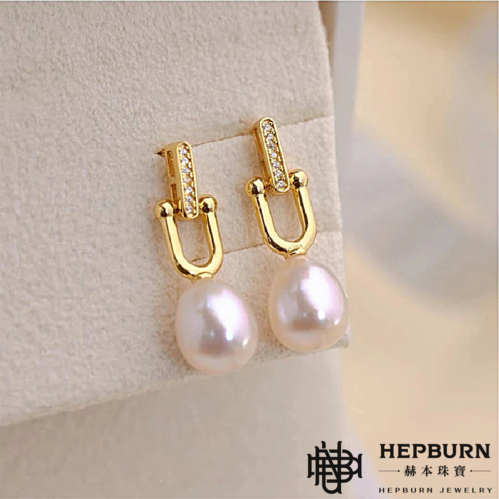 【赫本珠寶】天然強光6A米粒淡水珍珠高級氛圍感耳環