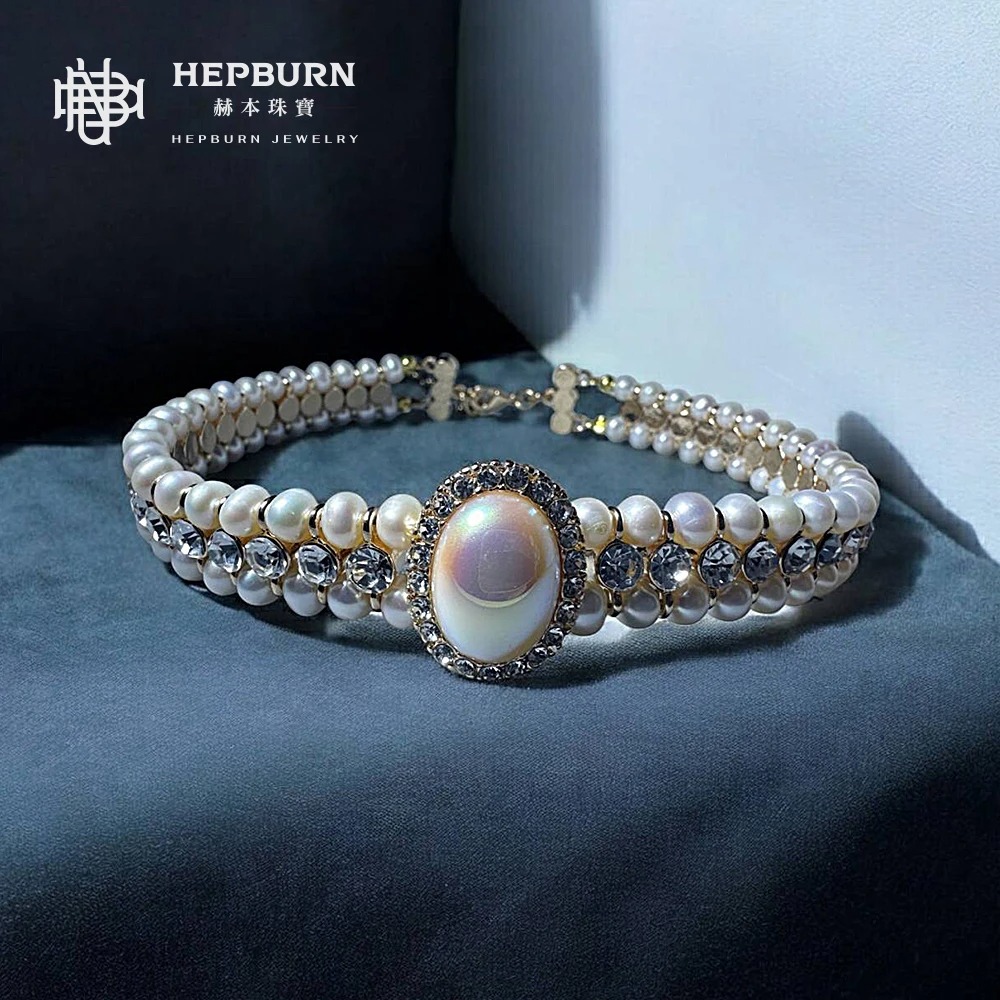 【赫本珠寶】復古風雙層無核極光白色珍珠項鍊