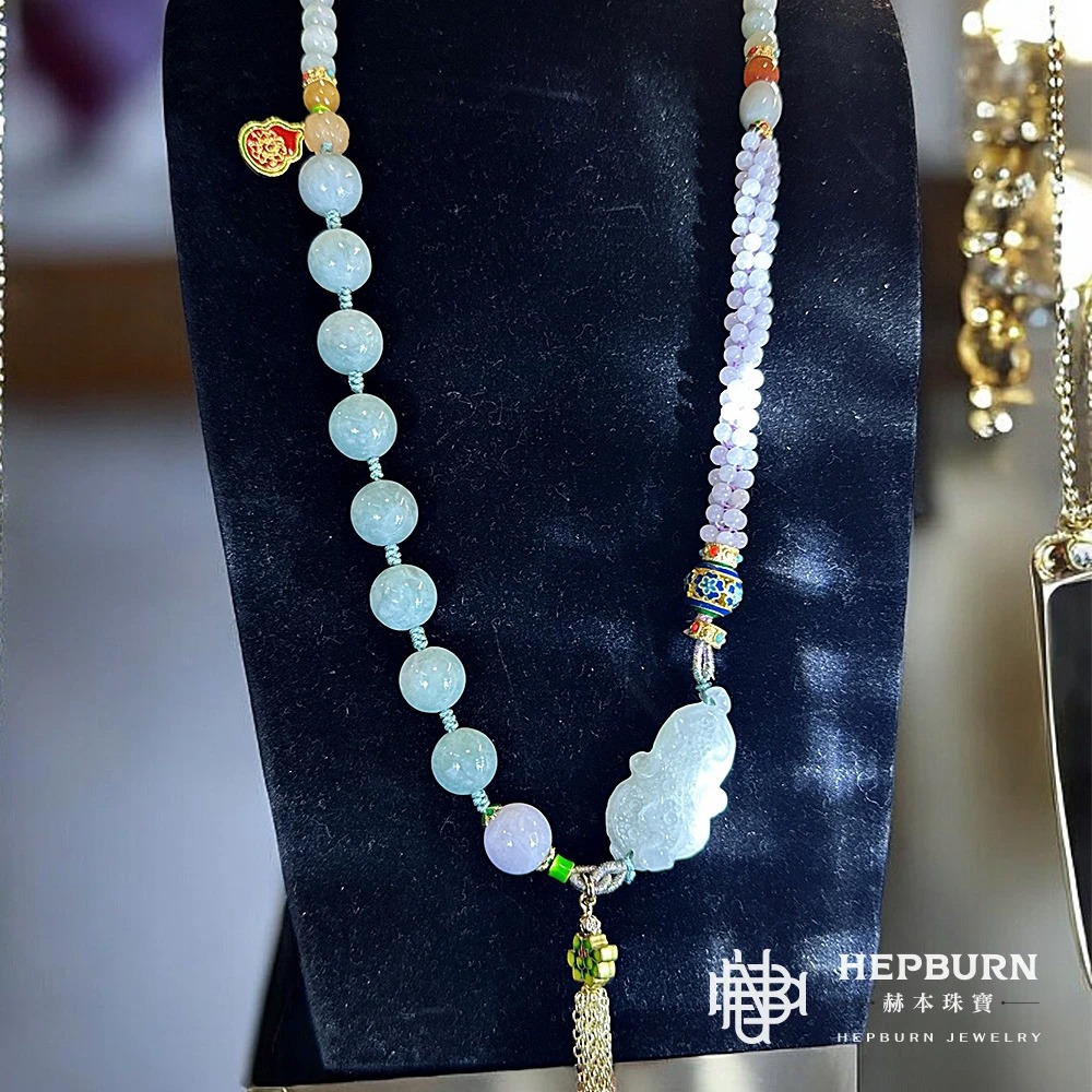 【赫本珠寶】翡翠豐收富貴-財源廣進玉米流蘇項練毛衣練(長68cm)