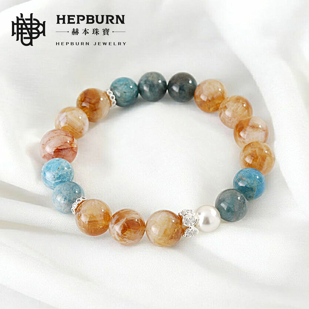 【赫本珠寶】設計款-富貴迷人眼暴利黃水晶藍磷灰手鍊(9mm)