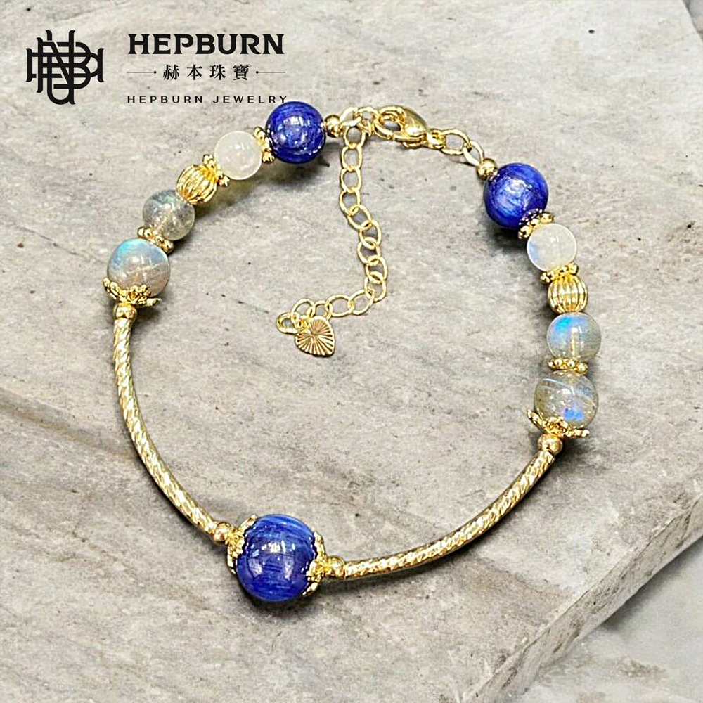 【赫本珠寶】設計款-心念之劍藍晶石淺金色半鐲款手鍊