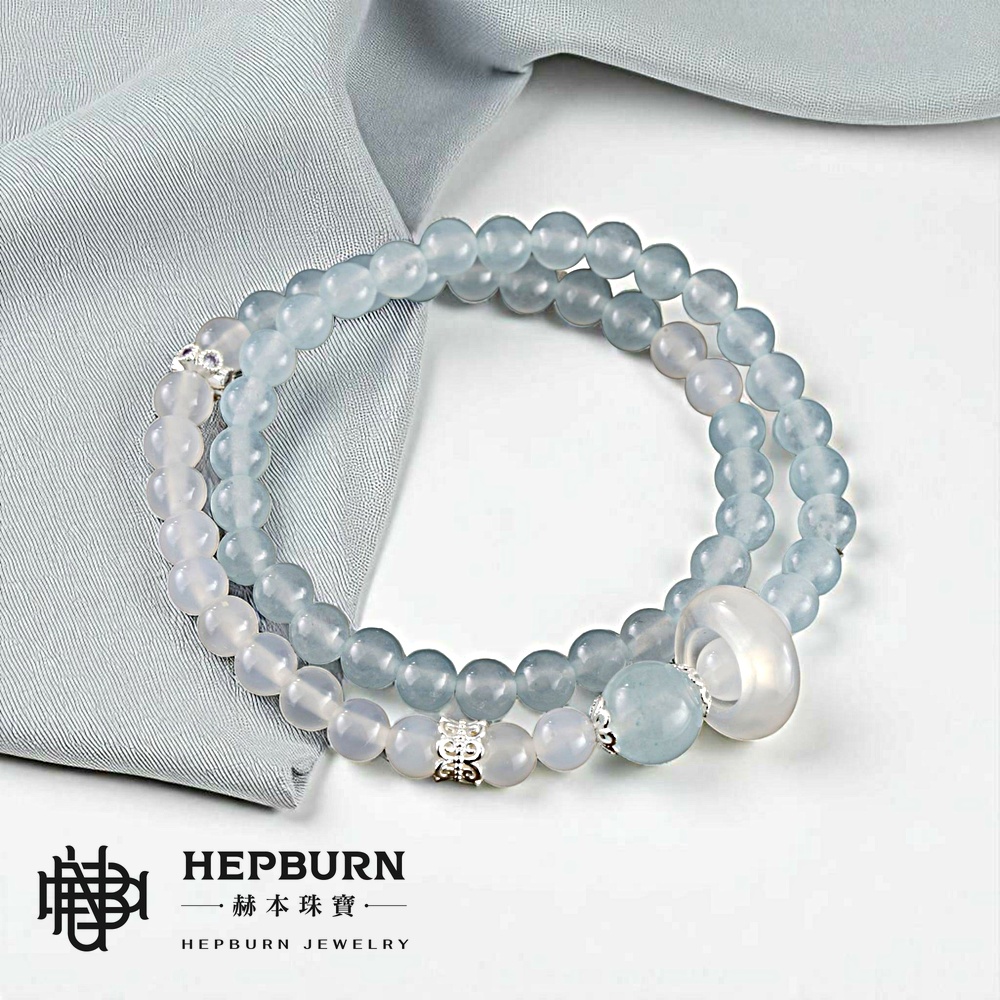 【赫本珠寶】設計款-北冰海藍寶雙圈跑環手鍊