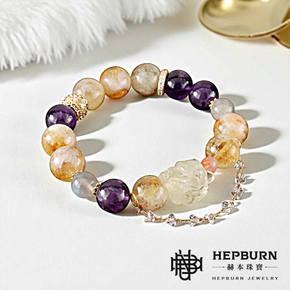 【赫本珠寶】設計款-天萌九尾狐黃塔晶紫水晶手鍊