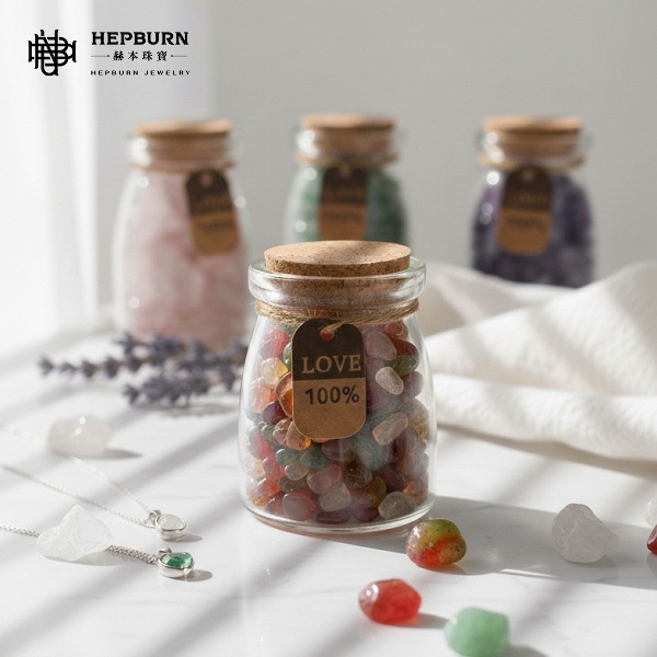 【赫本珠寶】靈願之許願瓶｜天然七彩瑪瑙碎石｜繽紛守護許願瓶