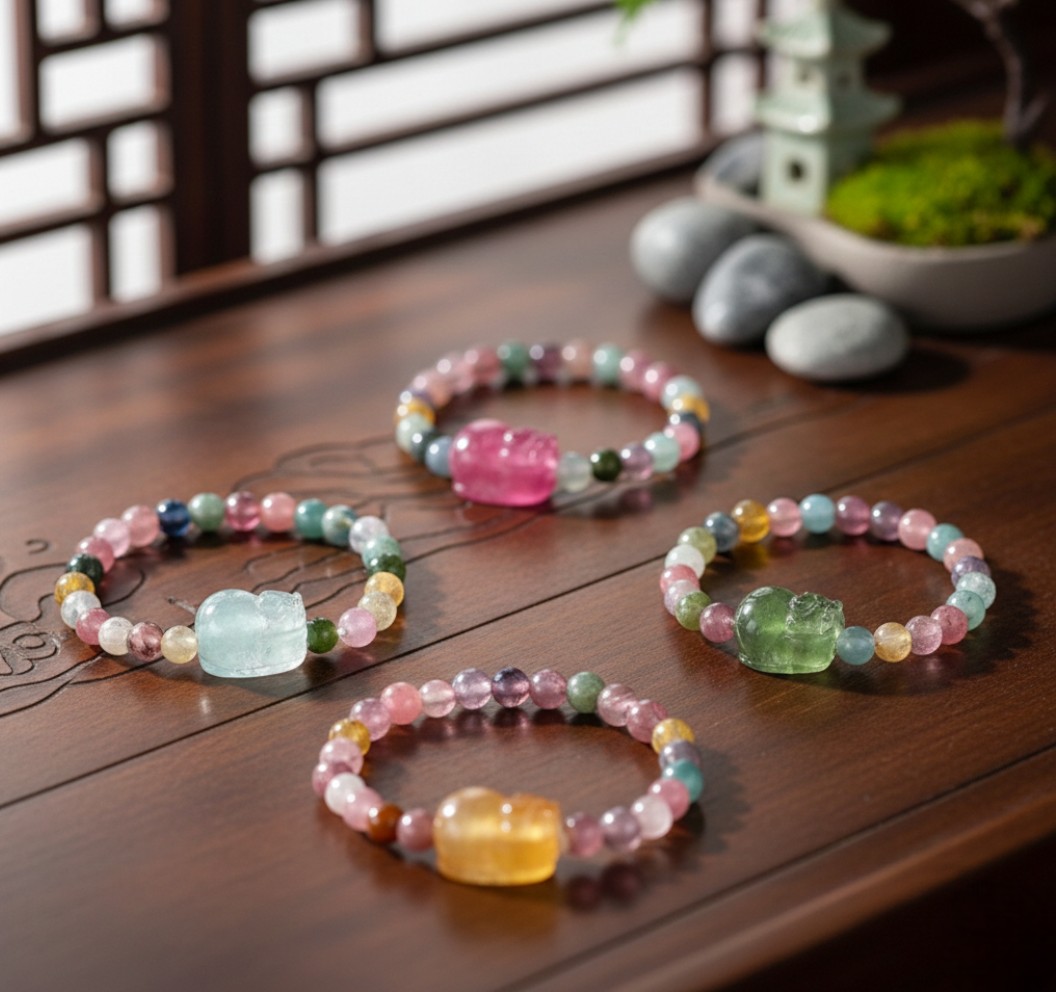 【赫本珠寶】守序之獸 · 天然碧璽貔貅串珠戒指