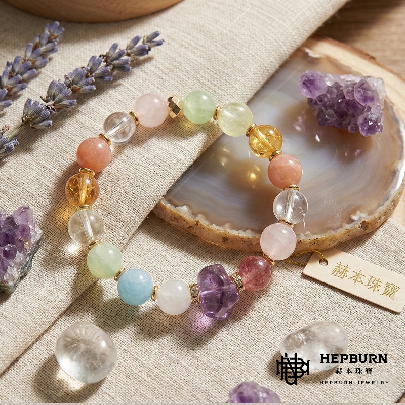 【赫本珠寶】設計款 -天然多寶能量紫水晶隨型手鍊