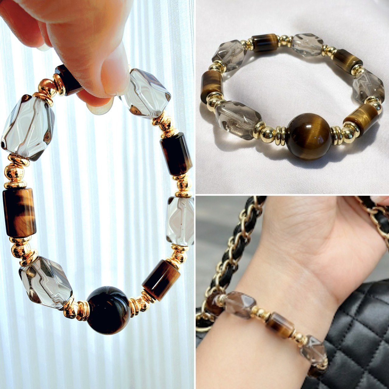 【赫本珠寶】穩進偏財·虎眼石茶晶鑽切手鍊