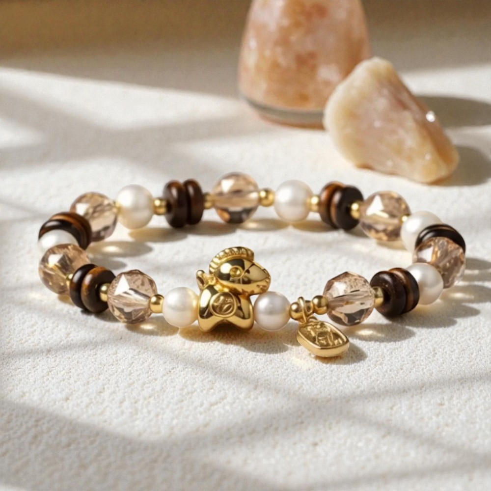 【赫本珠寶】設計款 - 馬上有錢 · 虎眼石珍珠行動招財手鍊