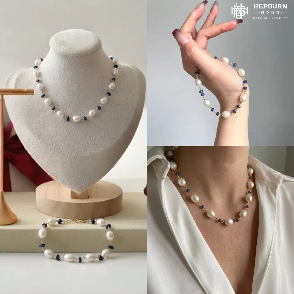 【赫本珠寶】設計款 - 巴洛克淡水珍珠鎖骨鍊手鍊套組