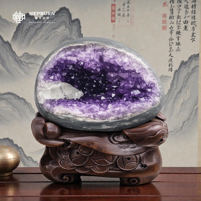 【赫本珠寶】開運錢袋子紫晶洞(6.3kg) | 聚財納福 | 招貴人助事業 | 鎮宅化煞