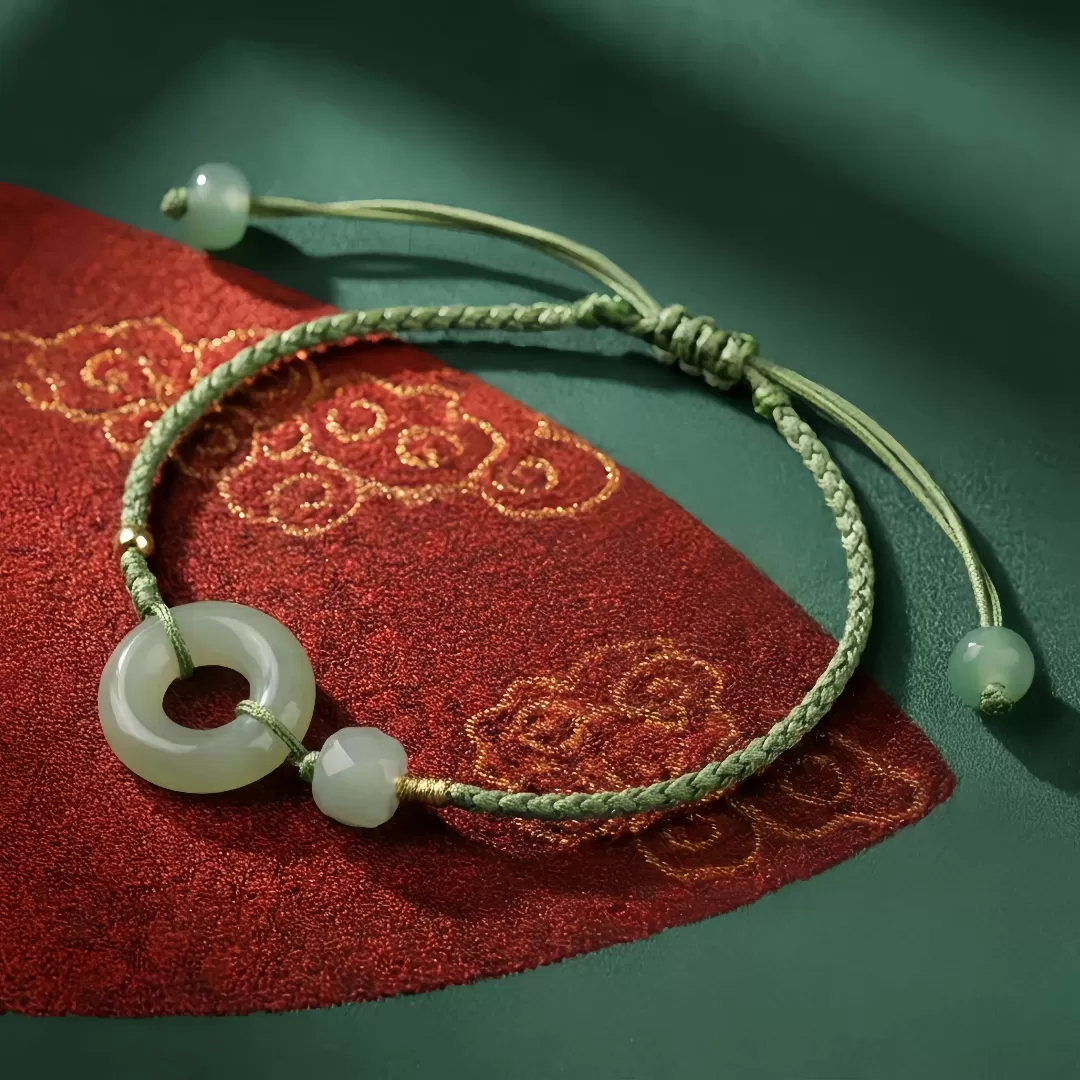 【赫本珠寶】和田玉平安扣復古繩國風手鍊