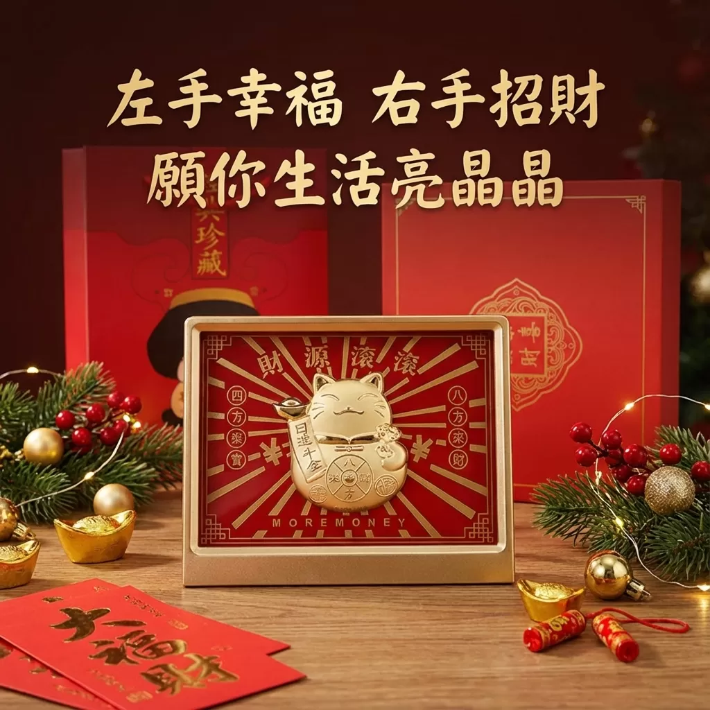 【赫本珠寶】黃金財神擺件 - 財源滾滾 · 招財貓人氣款（含金量20mg）