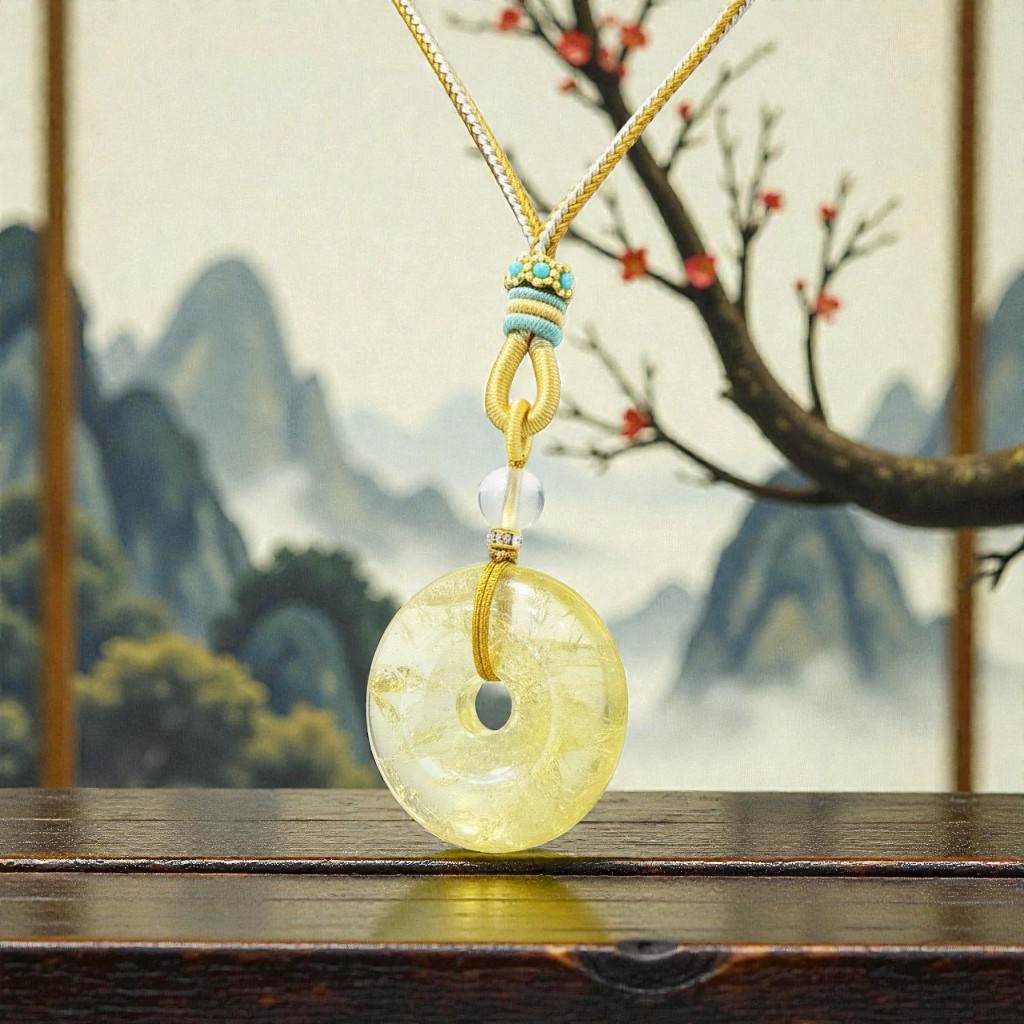 【赫本珠寶】正財守庫 · 黃水晶平安扣,圓滿平安,財富能量,開運掛墜,天然水晶,守財庫