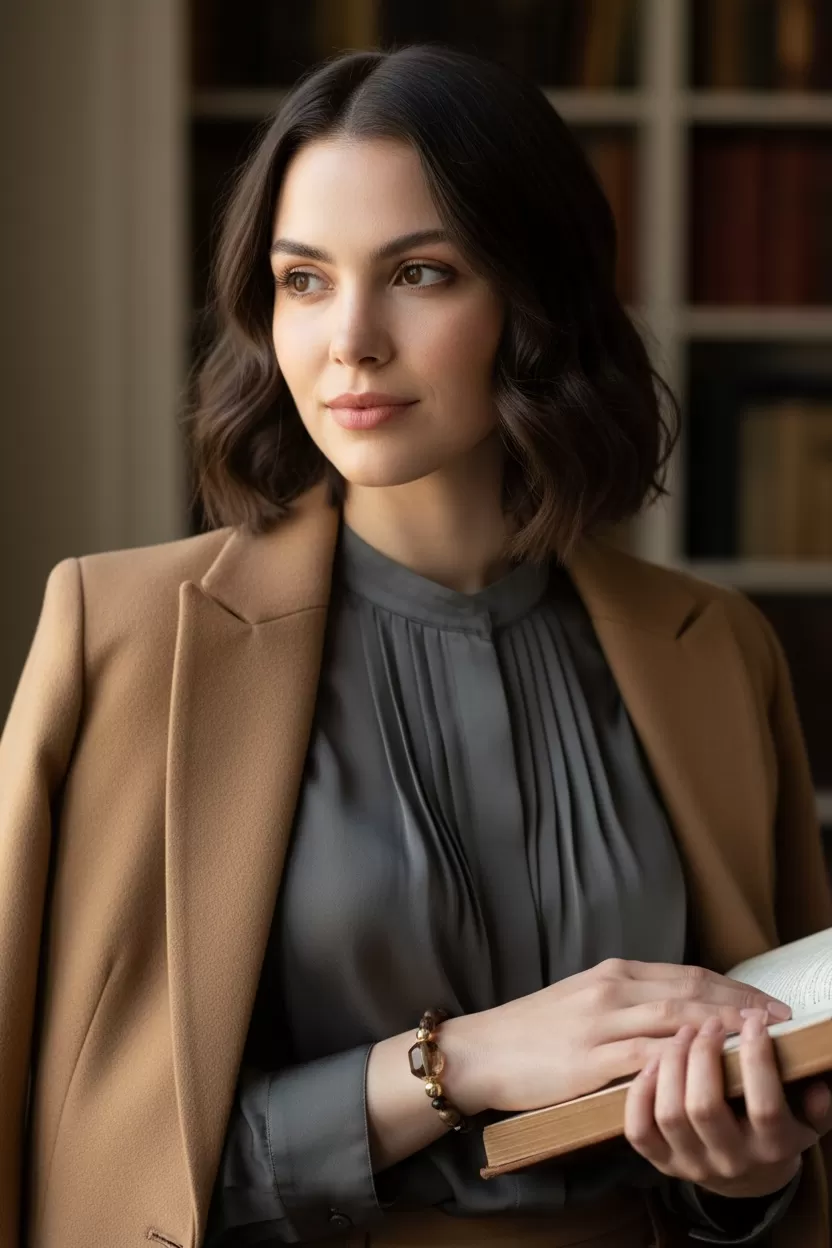 【赫本珠寶】設計款 - 沉香茶晶桶珠手鍊,舒緩壓力,天然石設計,禪意穿搭,安定心神,避邪護身