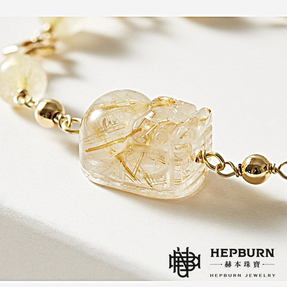 【赫本珠寶】曜金啟富 · 金髮晶貔貅星星手鍊 (7mm),正偏財,旺財能量,7mm水晶,開運手鍊,星星飾品