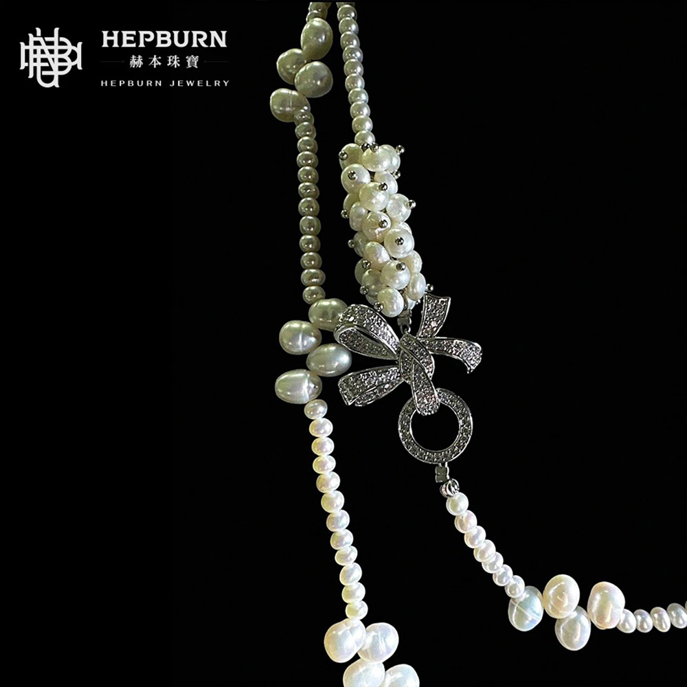 【赫本珠寶】天然淡水珍珠麥穗美人項鍊毛衣練(長1.2米),高貴氣質,優雅項鍊,百搭飾品,時尚珠寶,麥穗設計