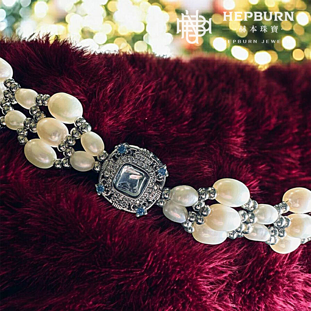 【赫本珠寶】藍魔盒-編織珍珠手鍊項鍊套組,奢雅品味,百搭套組,神秘優雅,高貴珠寶,套組飾品