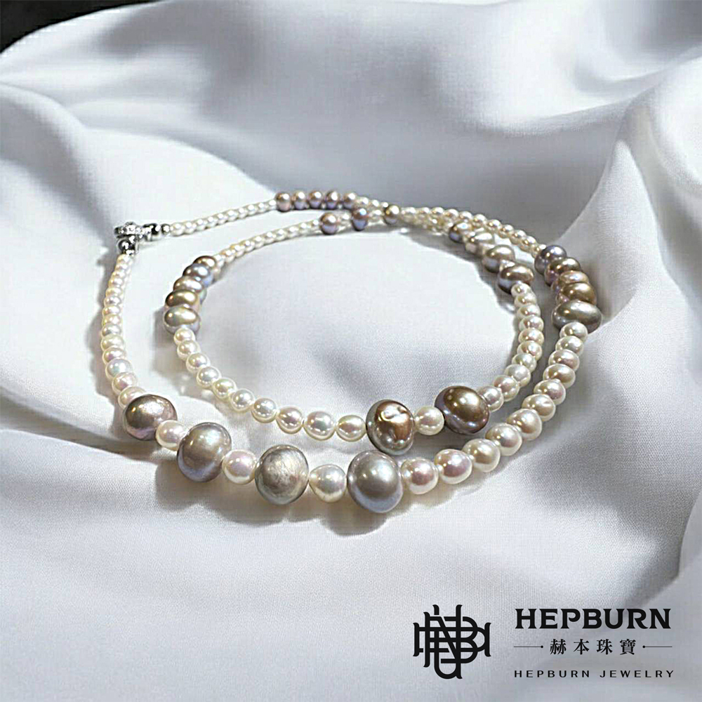 【赫本珠寶】紫五珠-無核珍珠項鍊毛衣鍊(長65cm),時尚搭配,優雅飾品,高貴珠寶,長鍊項鍊,五珠設計