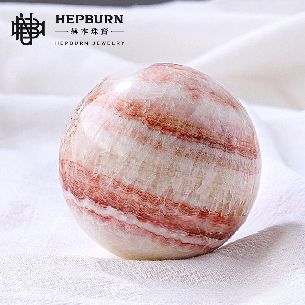 【赫本珠寶】五花肉紅紋石水晶球(約58~62mm),愛情之石,收藏擺件,珍稀寶石,能量水晶球,療癒水晶