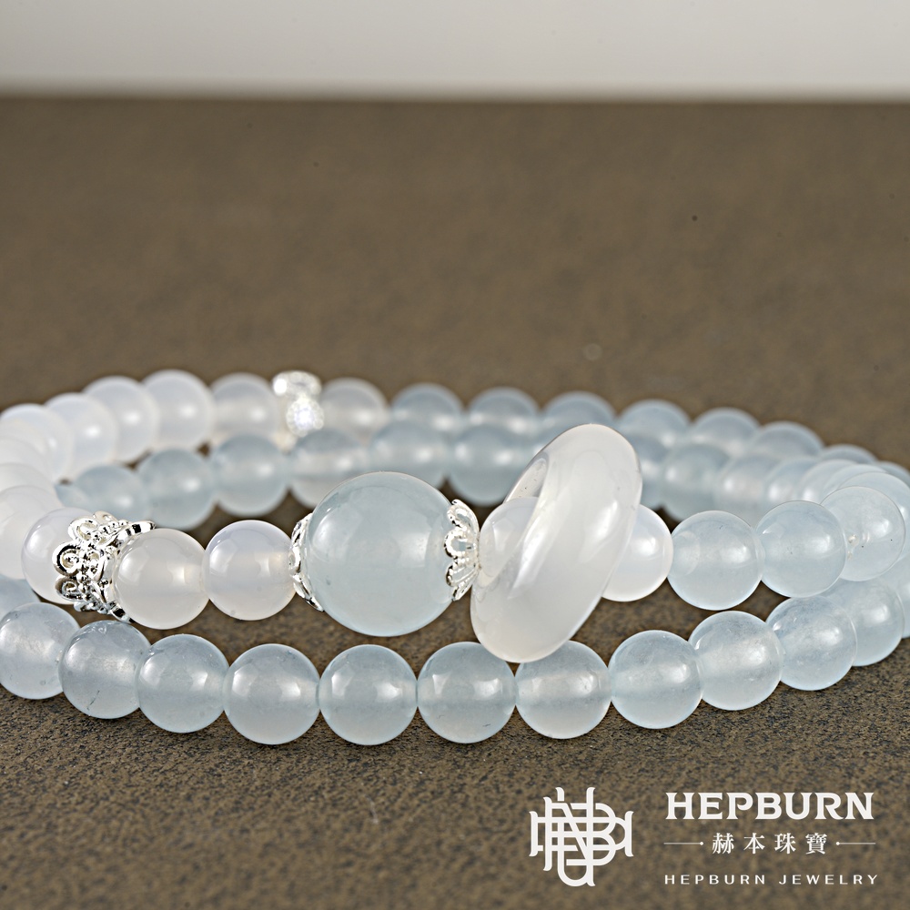 【赫本珠寶】設計款-北冰海藍寶雙圈跑環手鍊,溝通能力,時尚飾品,靈性手鍊,活力飾品,直覺提升