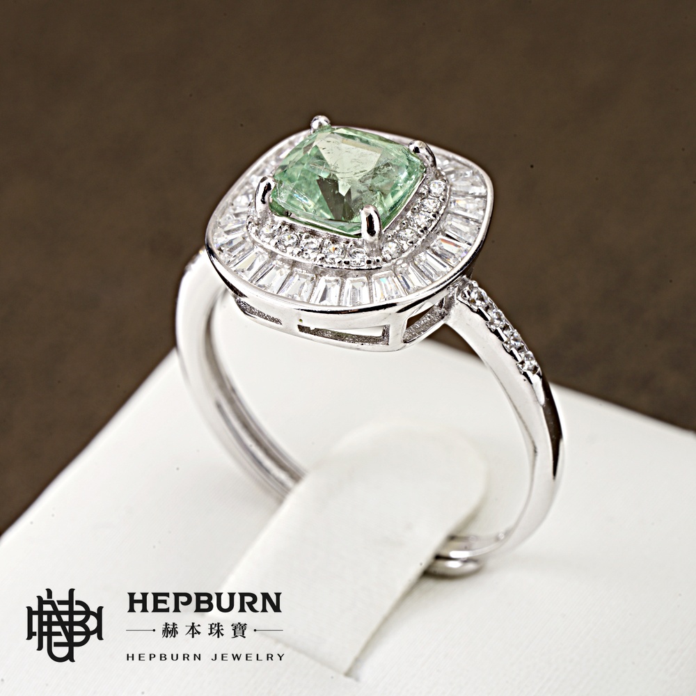 【赫本珠寶】設計款-翠映繁華方塊祖母綠活口戒指,高貴風格,日常佩戴,時尚飾品,綠寶石戒指,可調尺寸戒指