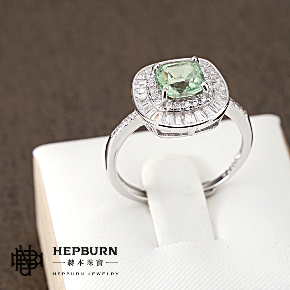 【赫本珠寶】設計款-翠映繁華方塊祖母綠活口戒指,高貴風格,日常佩戴,時尚飾品,綠寶石戒指,可調尺寸戒指
