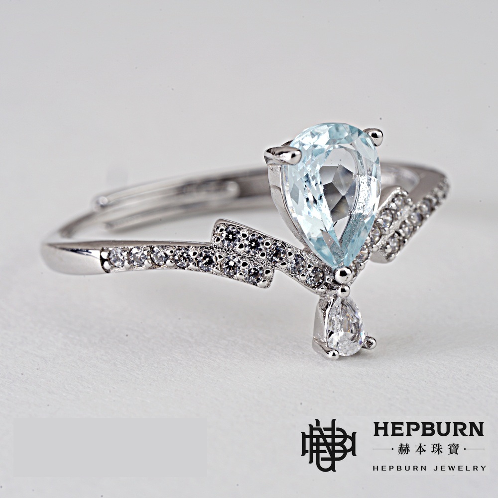 【赫本珠寶】設計款- 靛潮心語皇冠水滴海藍寶活口戒指,能量珠寶,愛情運,遊彩設計,護身能量,魅力人緣