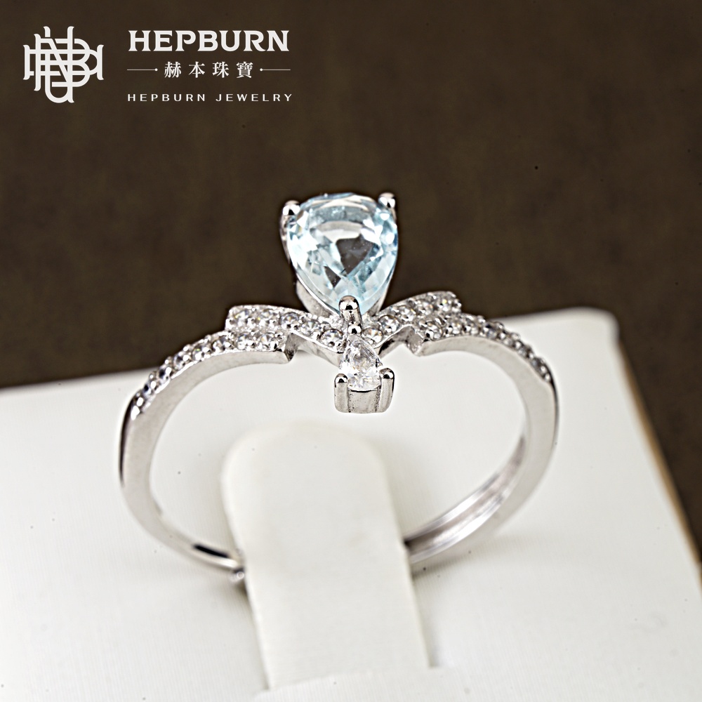 【赫本珠寶】設計款- 靛潮心語皇冠水滴海藍寶活口戒指,能量珠寶,愛情運,遊彩設計,護身能量,魅力人緣