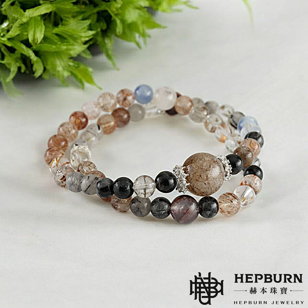 【赫本珠寶】設計款-金藏藍靛黑金超多寶雙圈手鍊,能量水晶,靈性飾品,事業運,藏藍靛,能量防護