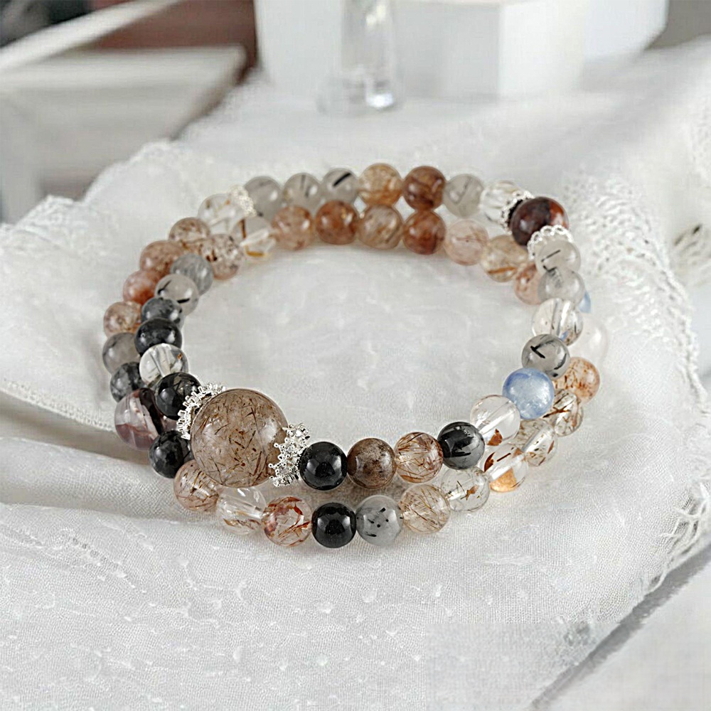 【赫本珠寶】設計款-金藏藍靛黑金超多寶雙圈手鍊,能量水晶,靈性飾品,事業運,藏藍靛,能量防護