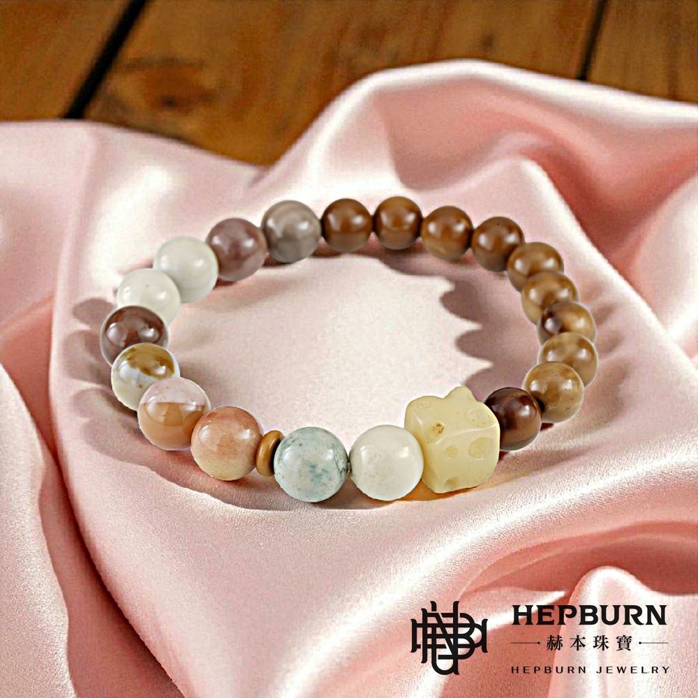 【赫本珠寶】設計款-傑瑞奶酪庫克阿拉善手鍊,能量手鍊,個性飾品,幸運守護,天然質感,靈性飾品