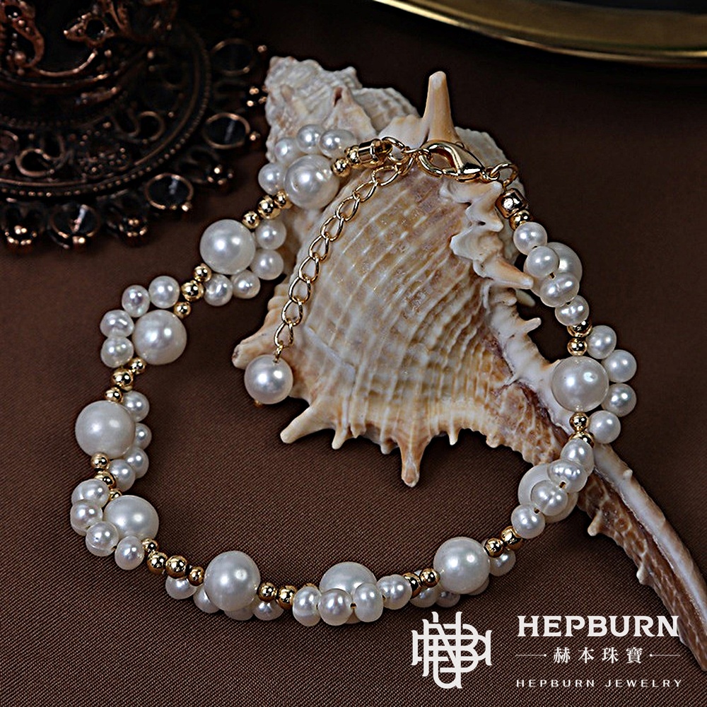 【赫本珠寶】設計款-萌喵小貓爪天然淡水珍珠手鍊,時尚手鍊,精緻配件,柔和光澤,靈動手鏈,優雅飾品