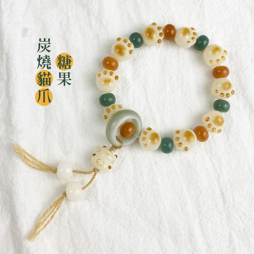【赫本珠寶】糖果炭燒貓爪白菩提根手串,JFDZ14001,【赫本珠寶】糖果炭燒貓爪白菩提根手串,菩提硃砂,所有商品,赫本珠寶