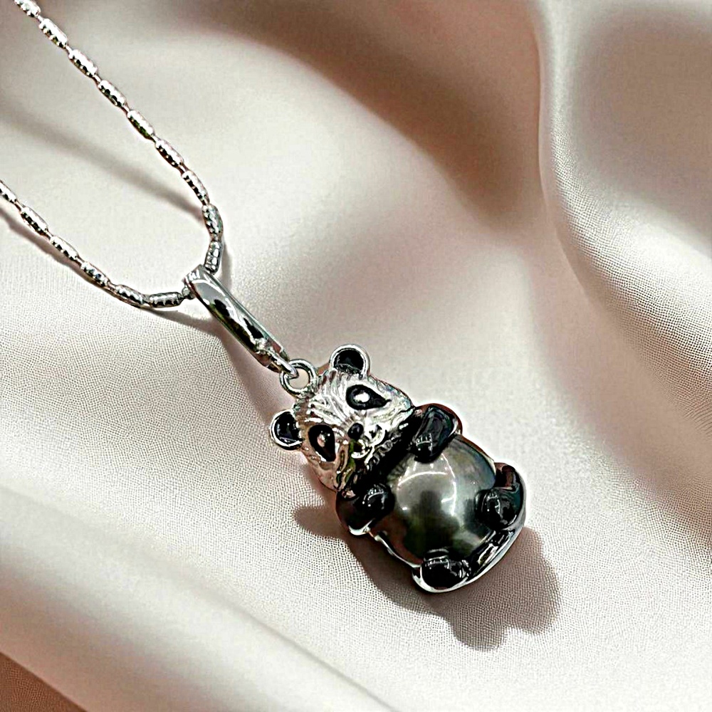 【赫本珠寶】設計款-天然大溪地海水熊貓黑珍珠吊墜,QueenDom,赫本珠寶,大溪地黑珍珠,熊貓吊墜,海水珍珠項鍊