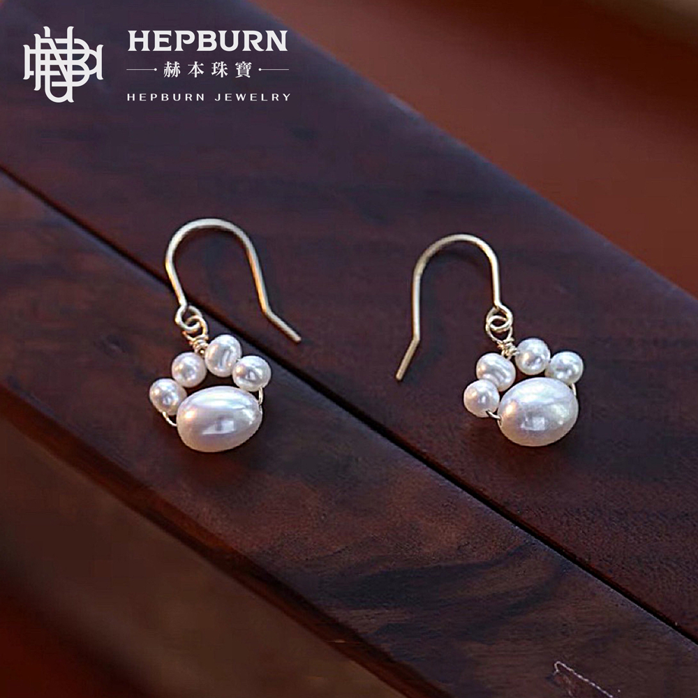 【赫本珠寶】設計款-貓系物語天然淡水珍珠(耳夾/耳環/耳勾),QueenDom,赫本珠寶,貓咪耳環,淡水珍珠,貓系飾品