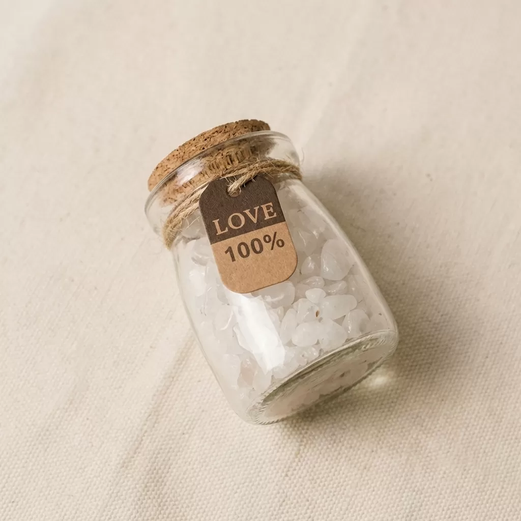 【赫本珠寶】靈願之許願瓶｜天然白水晶碎石｜日常淨化消磁石,水晶開運,守護項鍊,淨化能量,白水晶吊墜,能量飾品