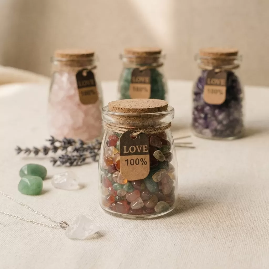 【赫本珠寶】靈願之許願瓶｜天然七彩瑪瑙碎石｜繽紛守護許願瓶,幸運項鍊,獨一無二,平安守護,瑪瑙吊墜,能量飾品