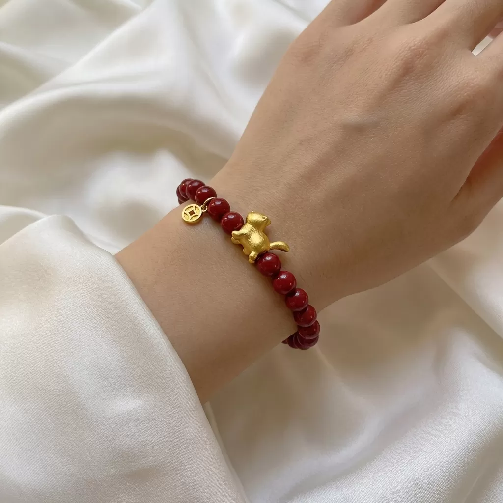 【赫本珠寶】設計款 - 紫氣東來天然紫金砂招財貓手鍊(6mm),6mm串珠,開運飾品,能量手串,招貴人,避邪轉運