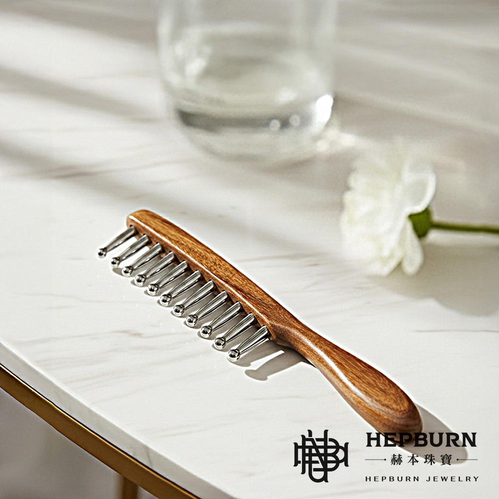 【赫本珠寶】量子x太赫茲護髮10齒檀木按摩梳｜能量共振｜釋放量子能量與太赫茲波,QueenDom,赫本珠寶,太赫茲按摩梳,量子能量,能量共振