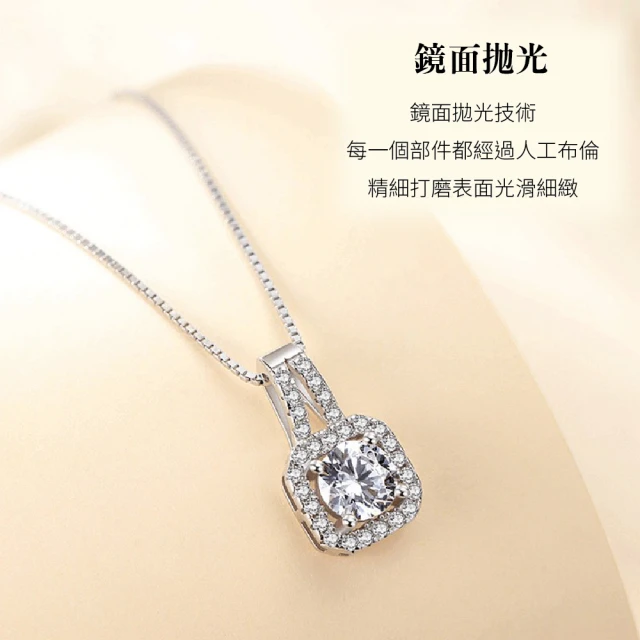 【赫本珠寶】鏡面拋光《真露美鑽墜石》（純銀電鍍 精細打磨 玫瑰金 S925 鎖骨 項鏈 莫桑鑽 ),QueenDom,鎖骨項鏈,精細打磨,鏡面拋光,莫桑鑽
