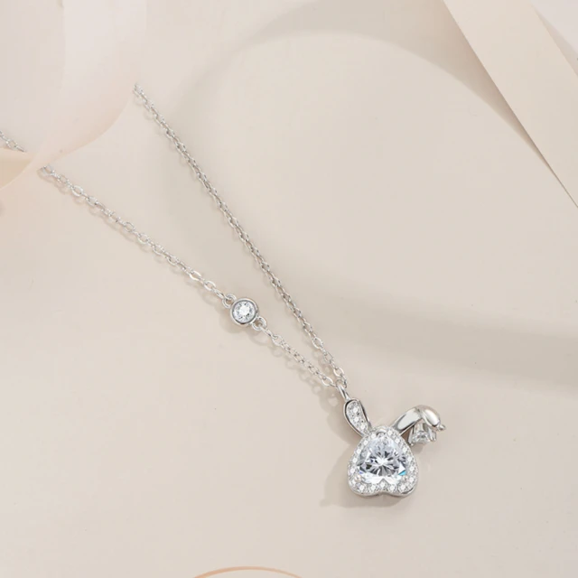 【赫本珠寶】S925純銀愛心兔耳莫桑鑽項鏈(80分),U42960003,【赫本珠寶】S925純銀愛心兔耳莫桑鑽項鏈(80分),S925純銀鑲嵌,所有商品,赫本珠寶