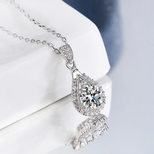 【赫本珠寶】S925經典水滴莫桑鑽項鏈（1克拉）,U42960005,【赫本珠寶】S925經典水滴莫桑鑽項鏈（1克拉）,S925純銀項鏈,所有商品,赫本珠寶