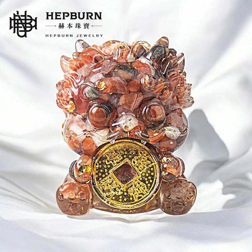 【赫本珠寶】奧剛吞金獸擺飾-南紅,奢華飾品,招財運,風水擺設,天然瑪瑙,能量聚集