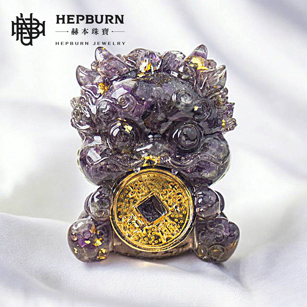 【蜜光珠寶】 奧剛吞金獸擺飾-紫水晶 (原赫本珠寶),奢華飾品,招財運,風水擺設,天然水晶,能量擺飾