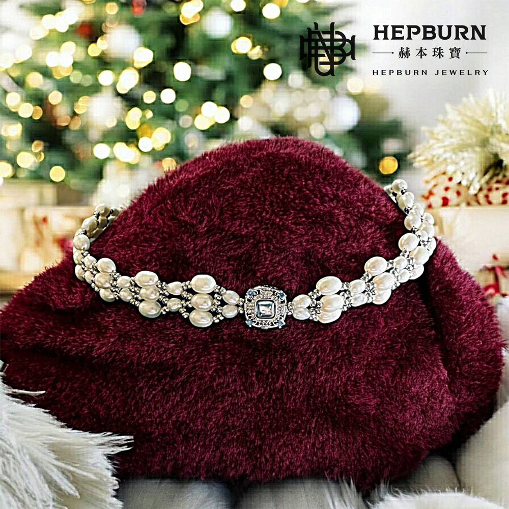 【赫本珠寶】藍魔盒-編織珍珠手鍊項鍊套組,奢雅品味,百搭套組,神秘優雅,高貴珠寶,套組飾品