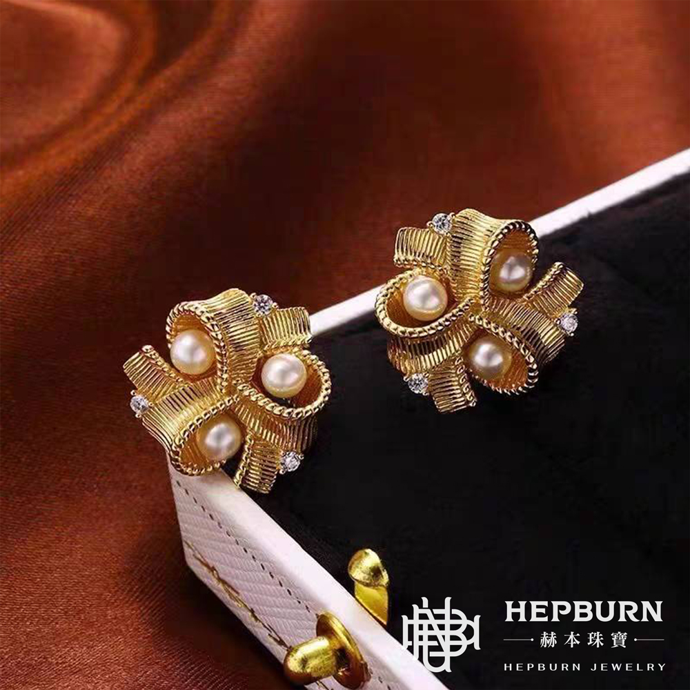 【赫本珠寶】設計款-宮廷金繁花淡水珍珠套裝(贈同款吊墬),收藏首選,典雅珠寶,奢華首飾,珍珠吊墜,高貴珠寶