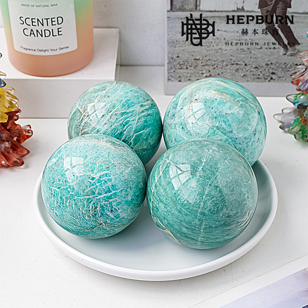 【赫本珠寶】碧藍天河石水晶球(約58~62mm),收藏寶石,水晶擺件,溝通之石,療癒水晶,能量水晶