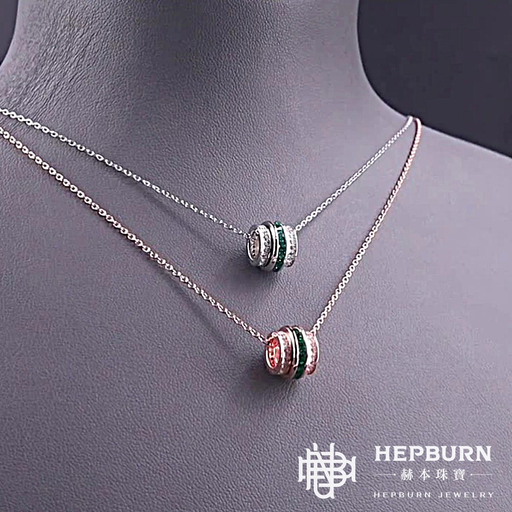 【赫本珠寶】培育祖母綠圓滿圓環款項鍊S925銀(銀白金/玫瑰金),幸福象徵,輕奢飾品,高雅珠寶,玫瑰金項鍊,銀白金項鍊