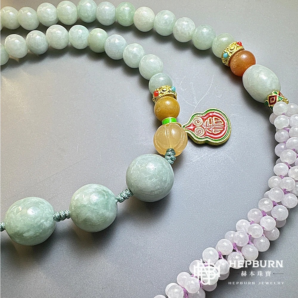 【赫本珠寶】翡翠豐收富貴-財源廣進玉米流蘇項練毛衣練(長68cm),吉祥飾品,五穀豐登,富貴幸運,招財項鍊,豐收寓意